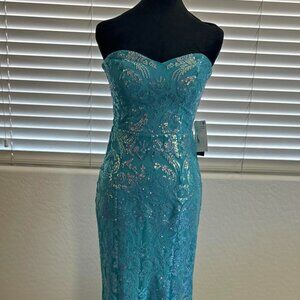 Brand New Formal Turquoise Sequin Dress Size 3